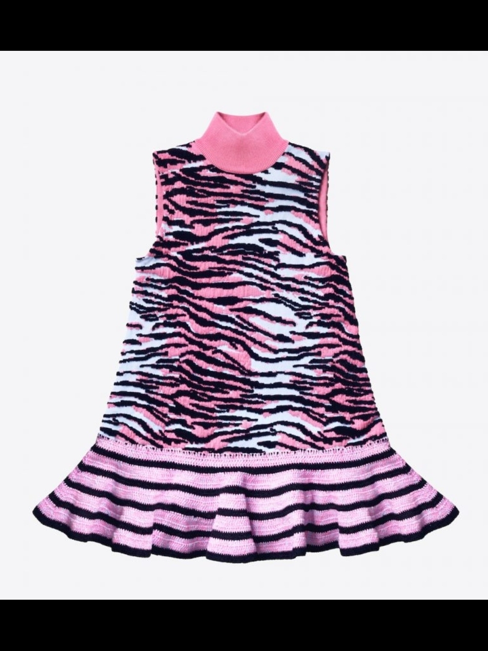 Kenzo X H&M Pink Zebra-Print Knit Dress with Flounce Hem